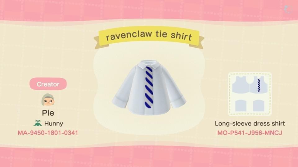 Animal Crossing Design Code: MO-P541-J956-MNCJ Ravenclaw Tie Shirt
