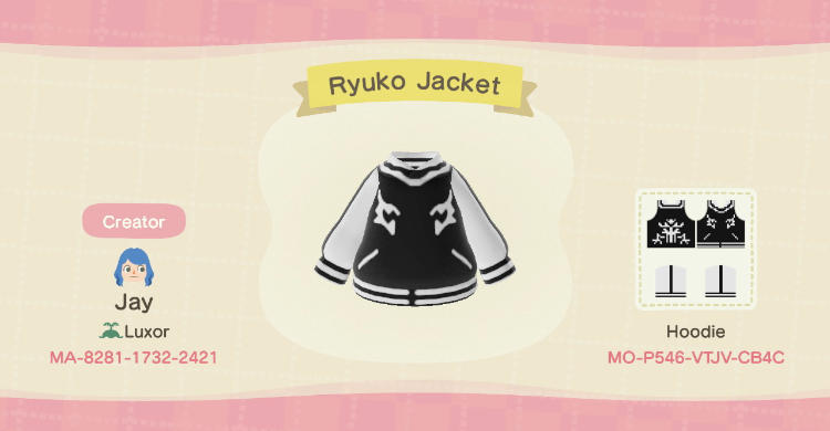 Animal Crossing Design Code: MO-P546-VTJV-CB4C Ryuko Jacket