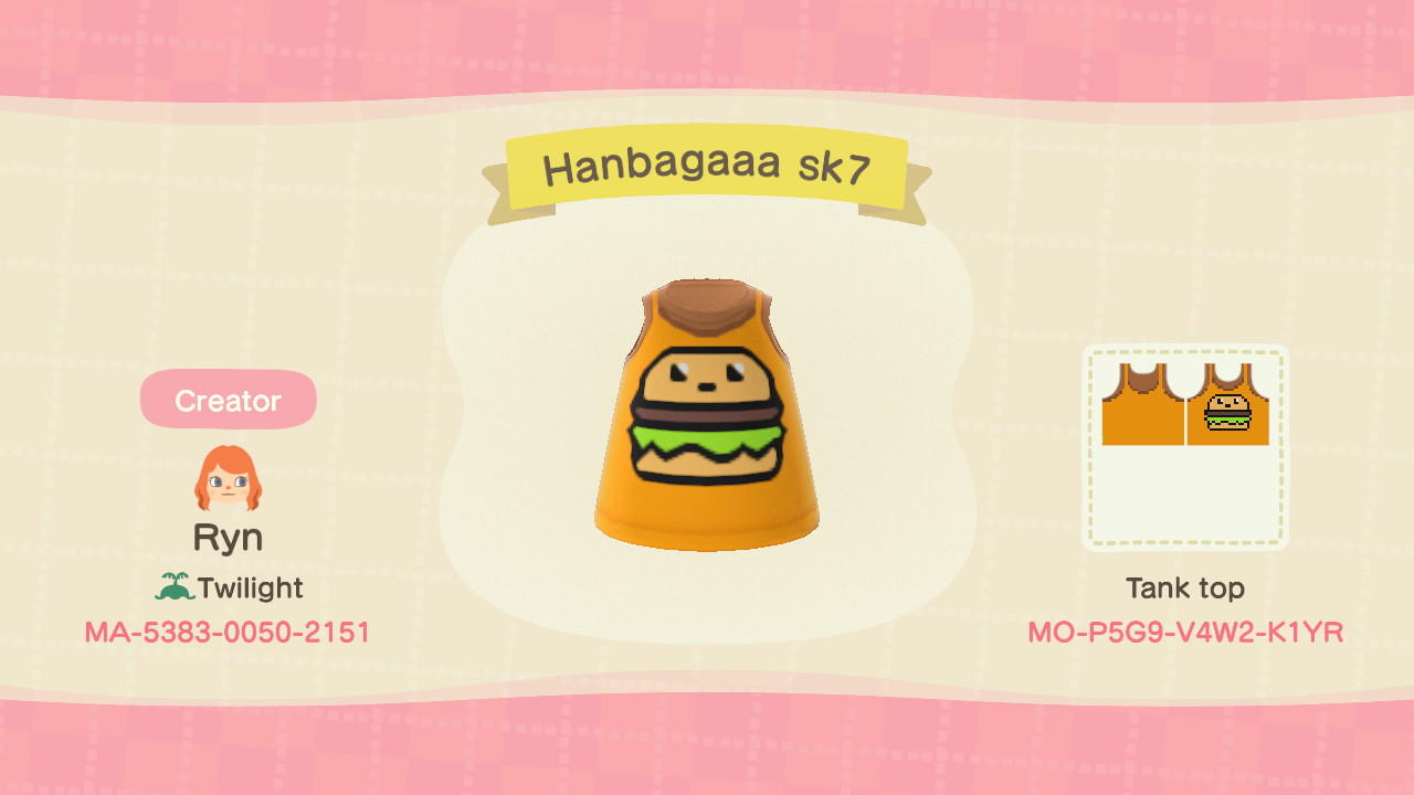 Animal Crossing Design Code: MO-P5G9-V4W2-K1YR Hanbagaaa sk7