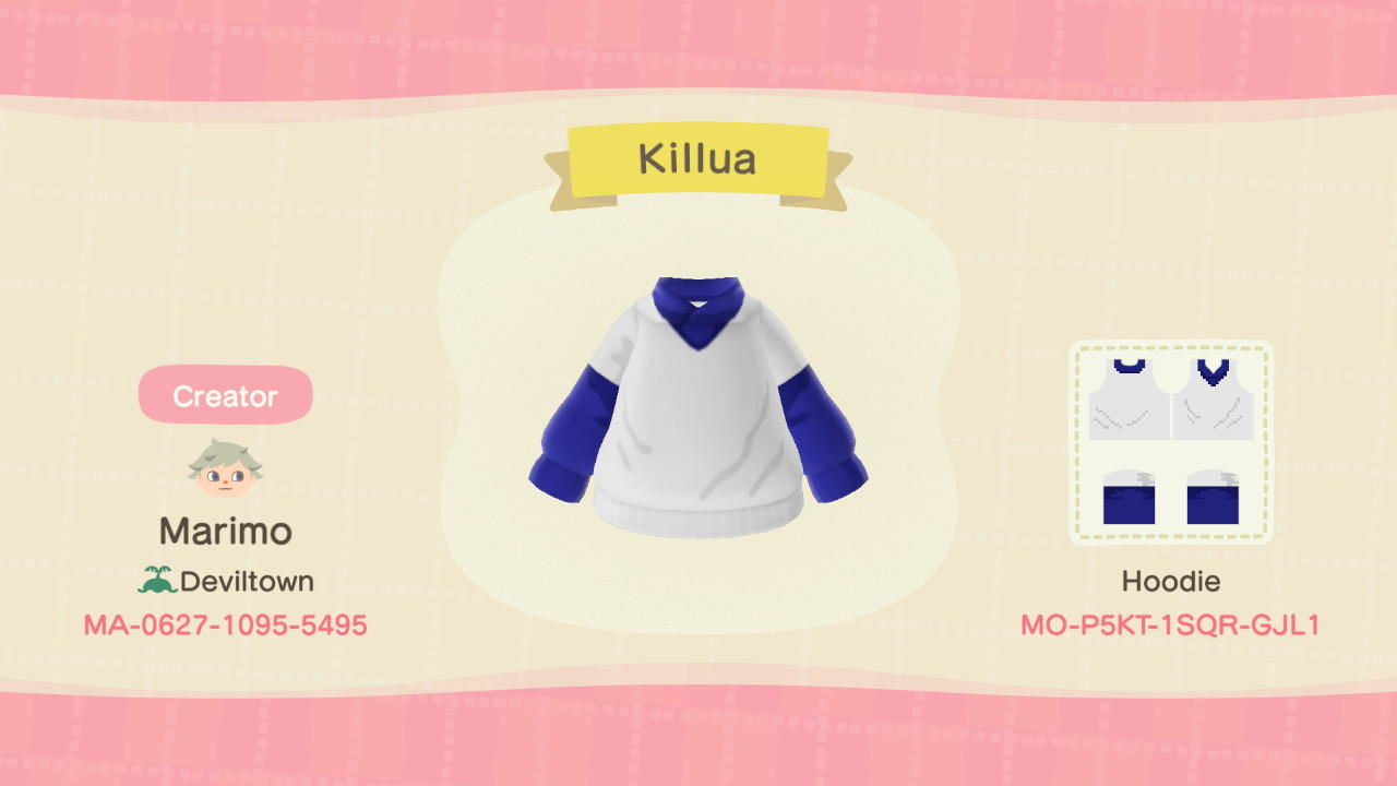 Animal Crossing Design Code: MO-P5KT-1SQR-GJL1 HxH Killua