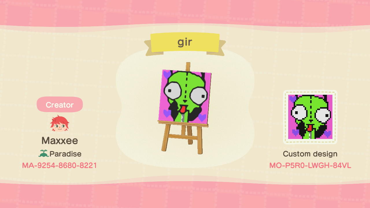 Animal Crossing Design Code: MO-P5R0-LWGH-84VL Gir