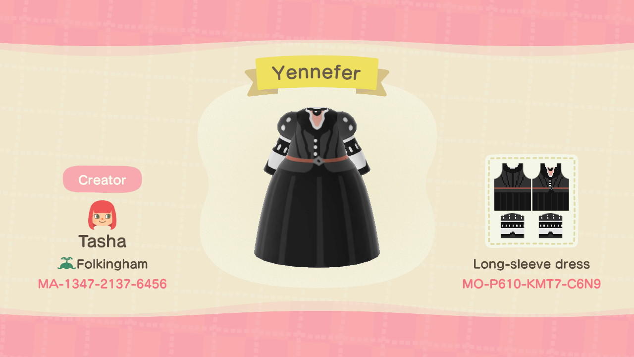 Animal Crossing Design Code: MO-P610-KMT7-C6N9 Yennefer