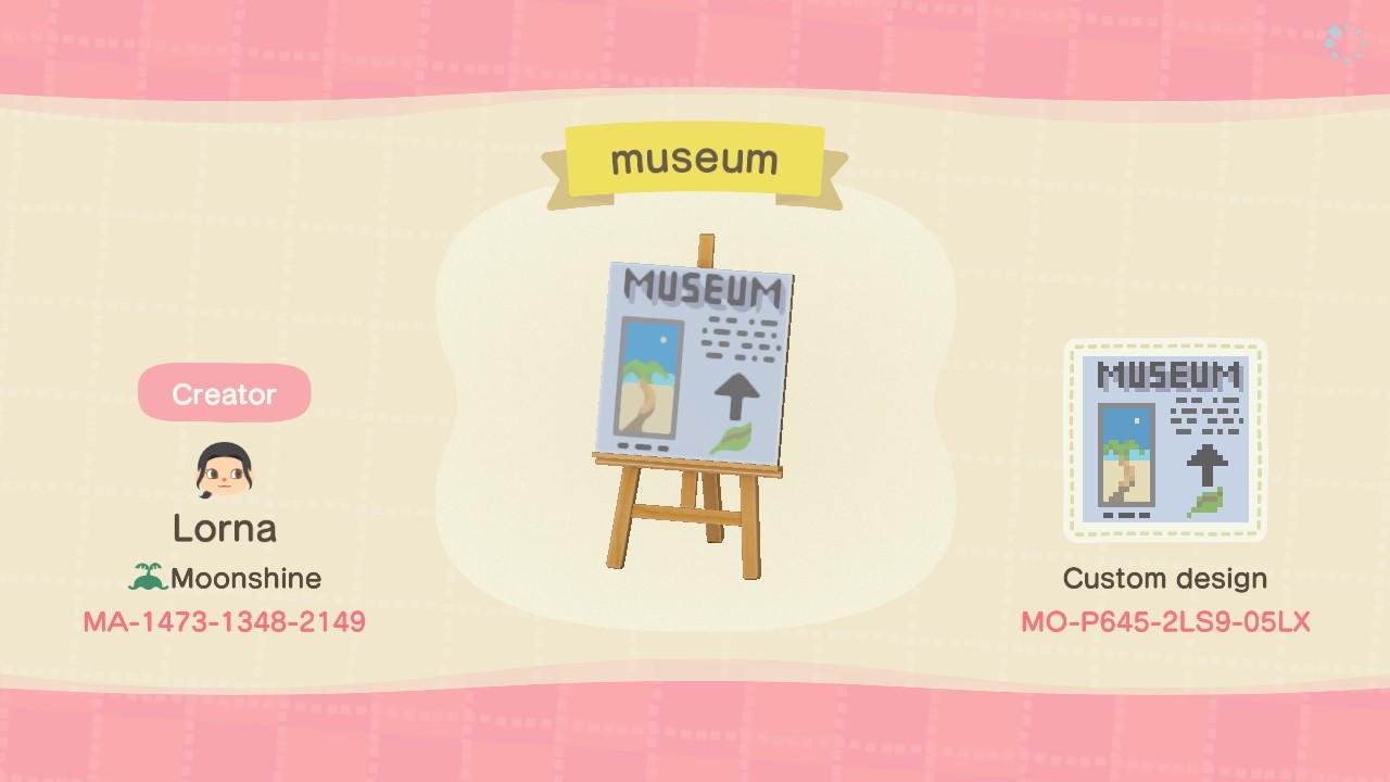Animal Crossing Design Code: MO-P645-2LS9-05LX museum