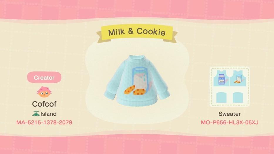 Animal Crossing Design Code: MO-P656-HL3X-05XJ Milk & Cookie