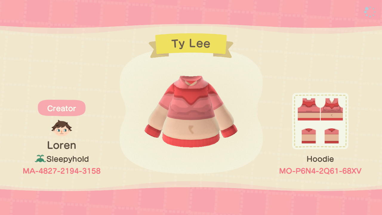 Animal Crossing Design Code: MO-P6N4-2Q61-68XV Ty Lee