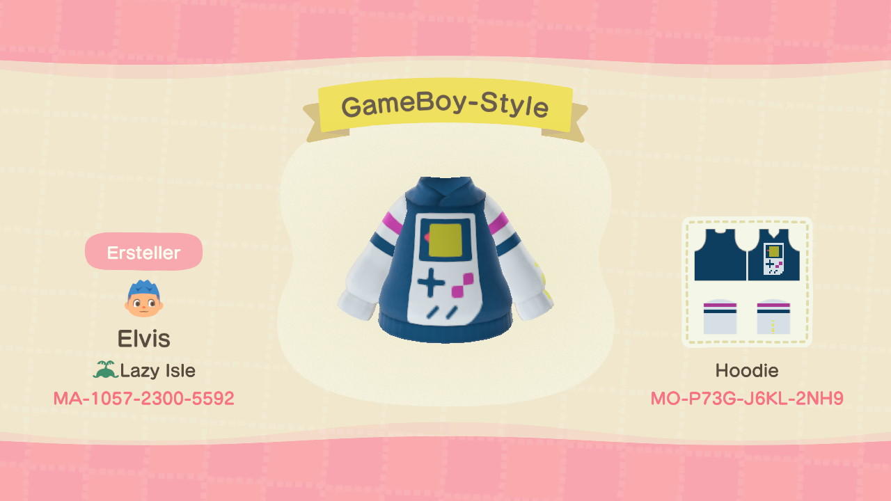 Animal Crossing Design Code: MO-P73G-J6KL-2NH9 GameBoy-Style
