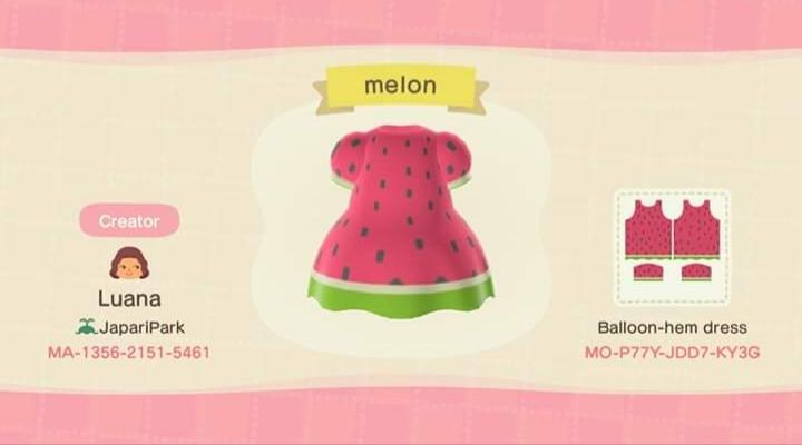 Animal Crossing Design Code: MO-P774-JDD7-K43G Melon