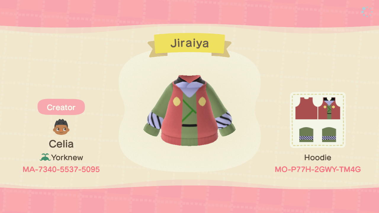 Animal Crossing Design Code: MO-P77H-2GWY-TM4G Jiraiya