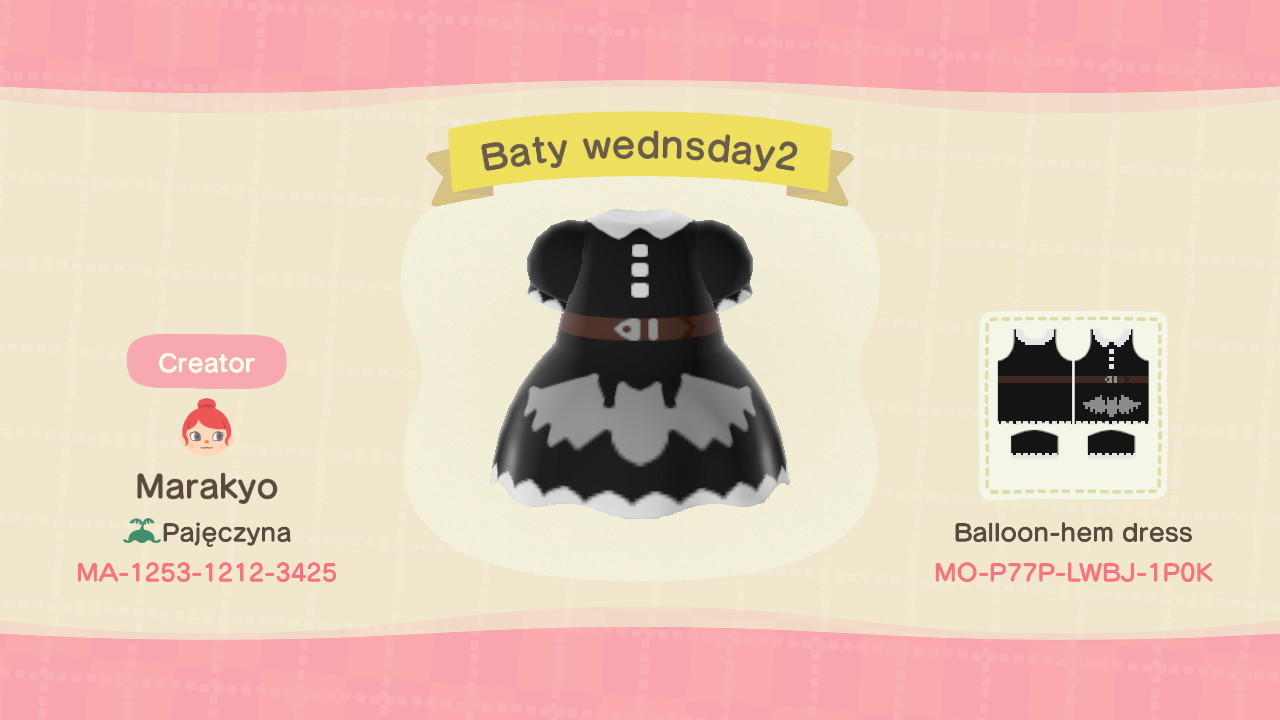 Animal Crossing Design Code: MO-P77P-LWBJ-1P0K Bat wednsday2