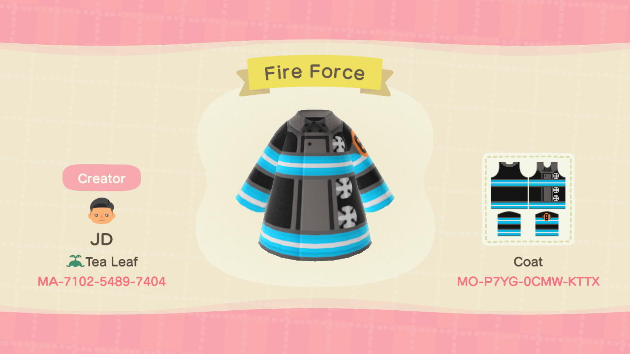 Animal Crossing Design Code: MO-P7YG-0CMW-KTTX Fire Force