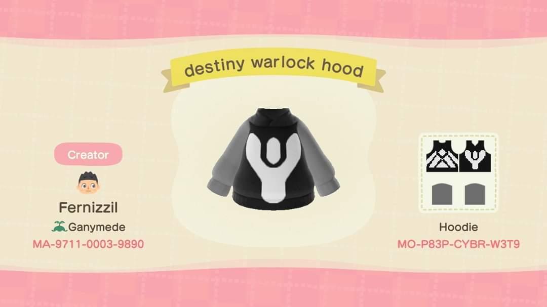 Animal Crossing Design Code: MO-P83P-CYBR-W3T9 Destiny Warlock Hood
