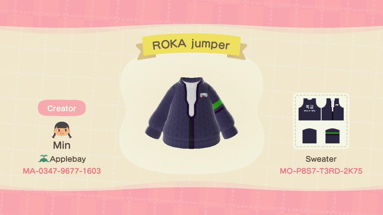 Animal Crossing Design Code: MO-P8S7-T3RD-2K75 ROKA Jumper ('07~10)