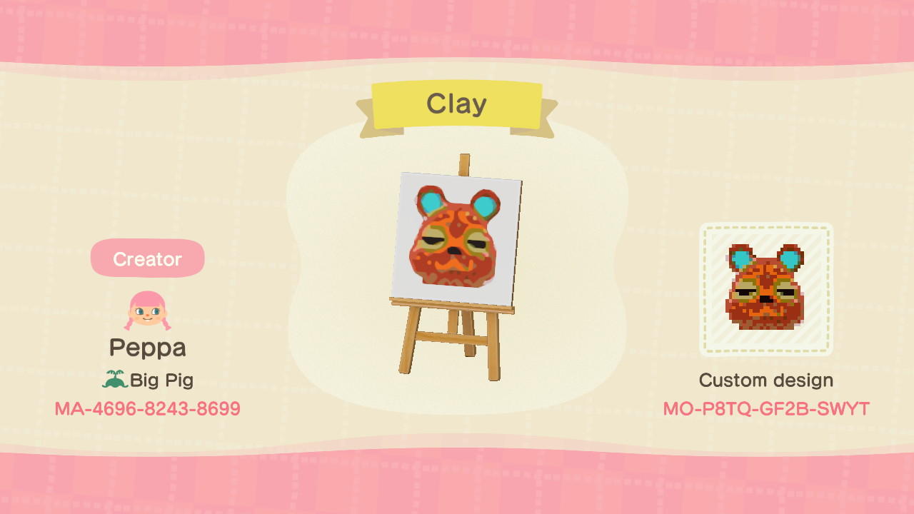 Animal Crossing Design Code: MO-P8TQ-GF2B-SWYT Clay