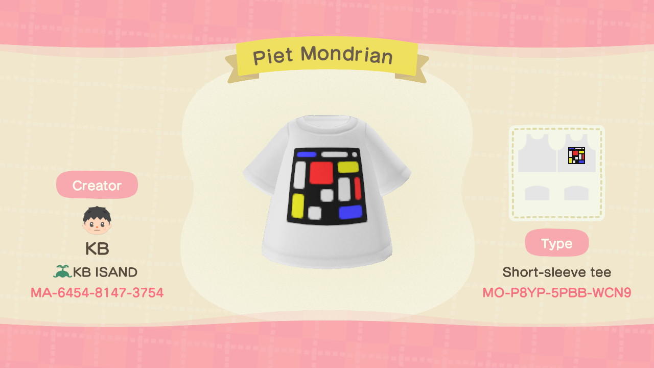 Animal Crossing Design Code: MO-P8YP-5PBB-WCN9 Piet Mondrian