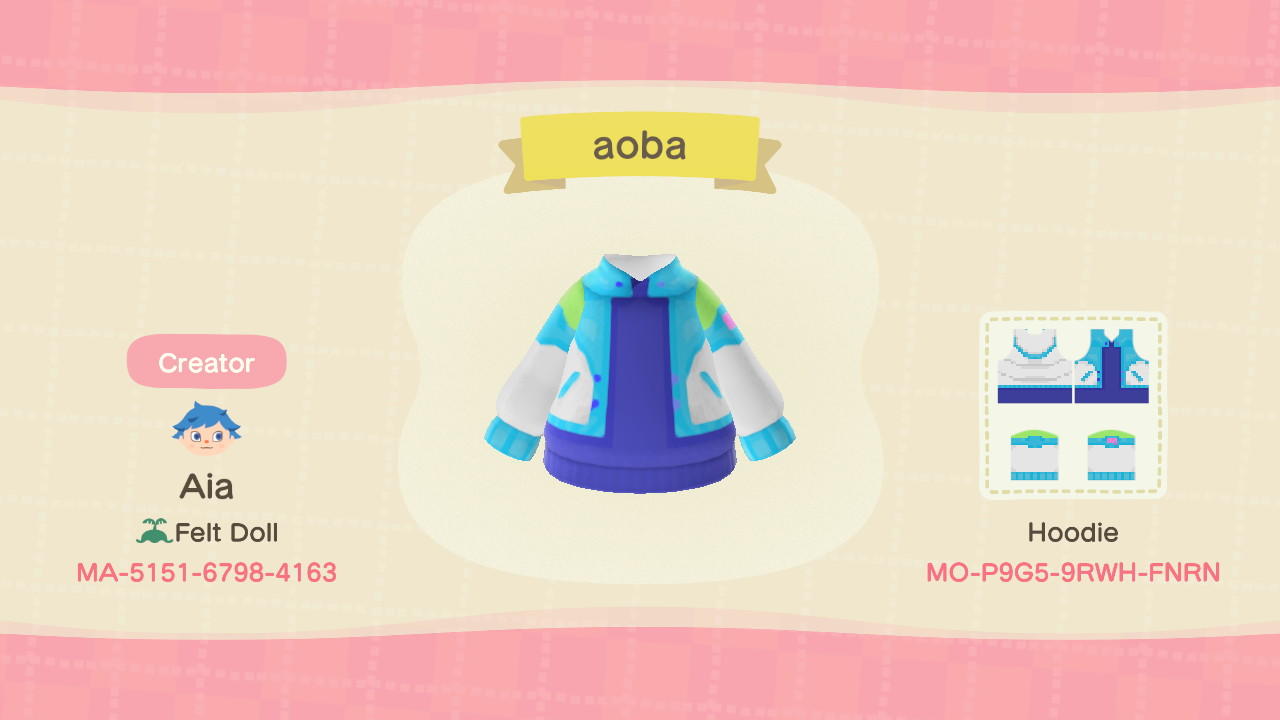 Animal Crossing Design Code: MO-P9G5-9RWH-FNRN Aoba