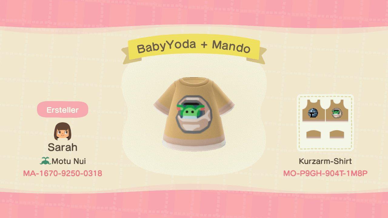 Animal Crossing Design Code: MO-P9GH-904T-1M8P BabyYoda + Mando