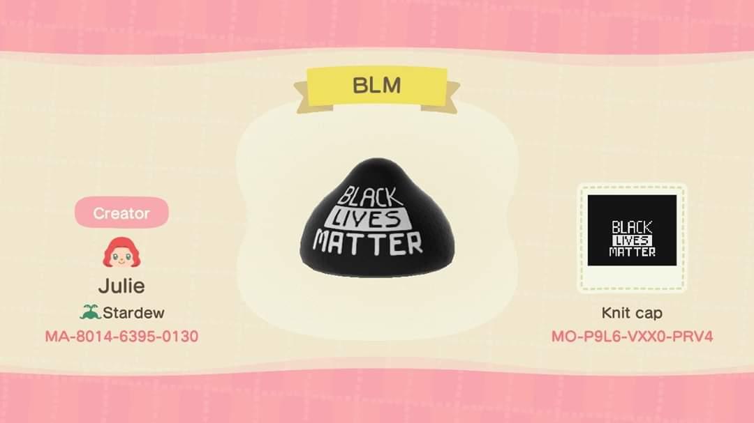 Animal Crossing Design Code: MO-P9L6-VXX0-PRV4 Black Lives Matter
