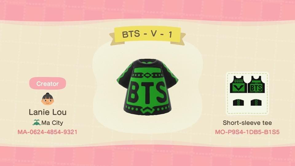 Animal Crossing Design Code: MO-P9S4-1DB5-B1S5 BTS - V - 1