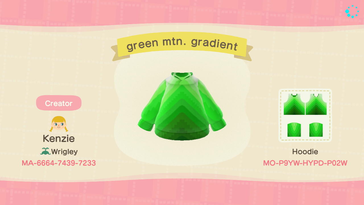 Animal Crossing Design Code: MO-P9YW-HYPD-P02W green mtn. gradient