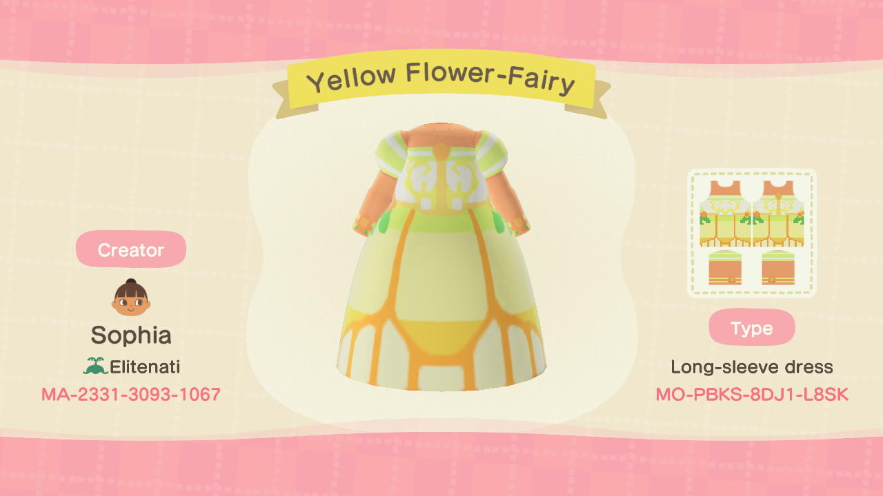 Animal Crossing Design Code: MO-PBKS-8DJ1-L8SK Yellow Flower-Fairy5