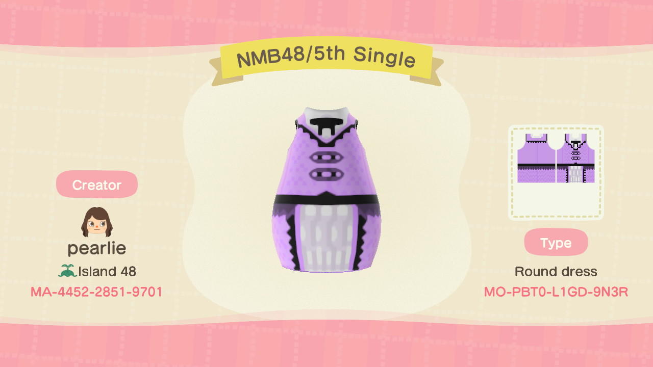 Animal Crossing Design Code: MO-PBT0-L1GD-9N3R NMB48/5th Single
