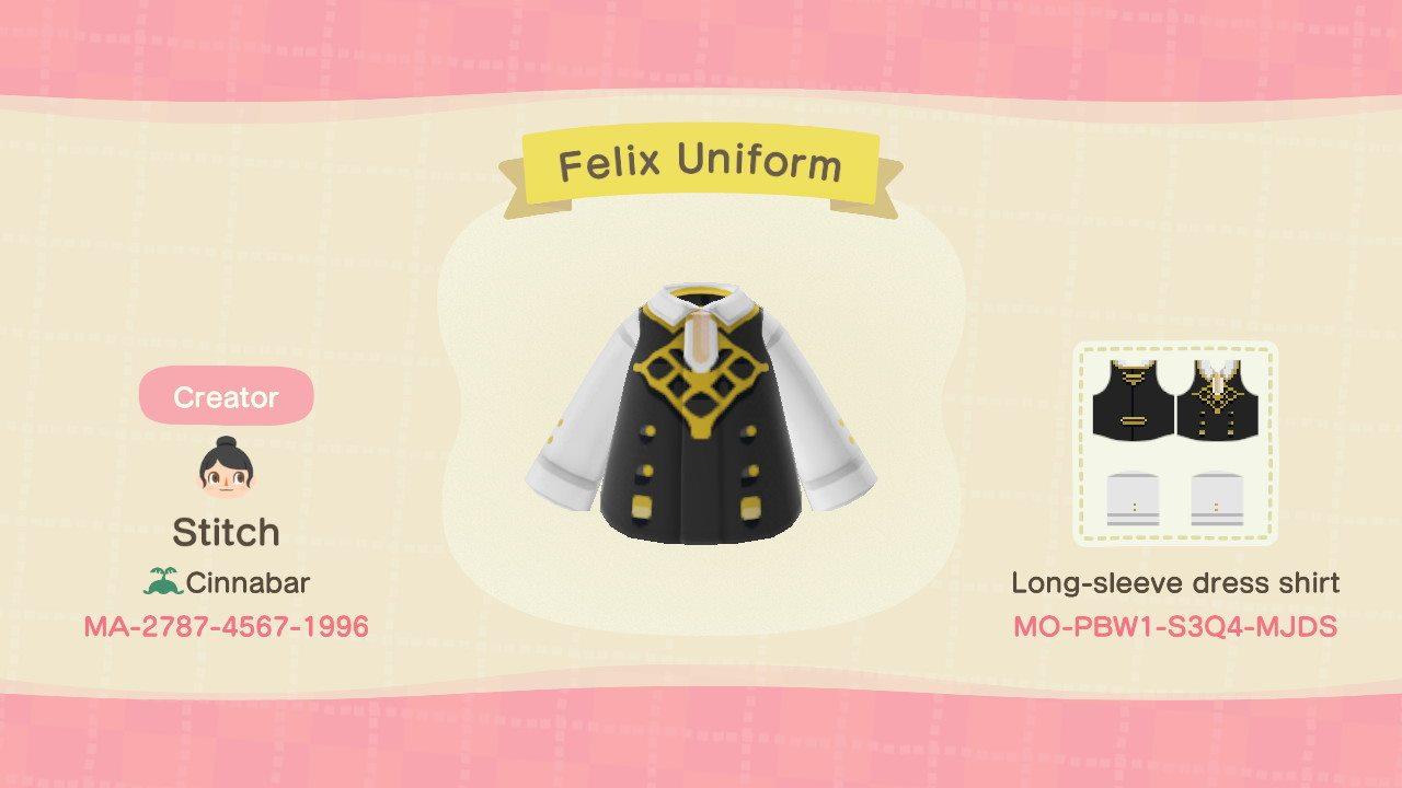 Animal Crossing Design Code: MO-PBW1-S3Q4-MJDS Felix Uniform