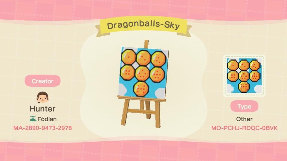 Animal Crossing Design Code: MO-PCHJ-RDQC-0BVK Dragonballs-Sky