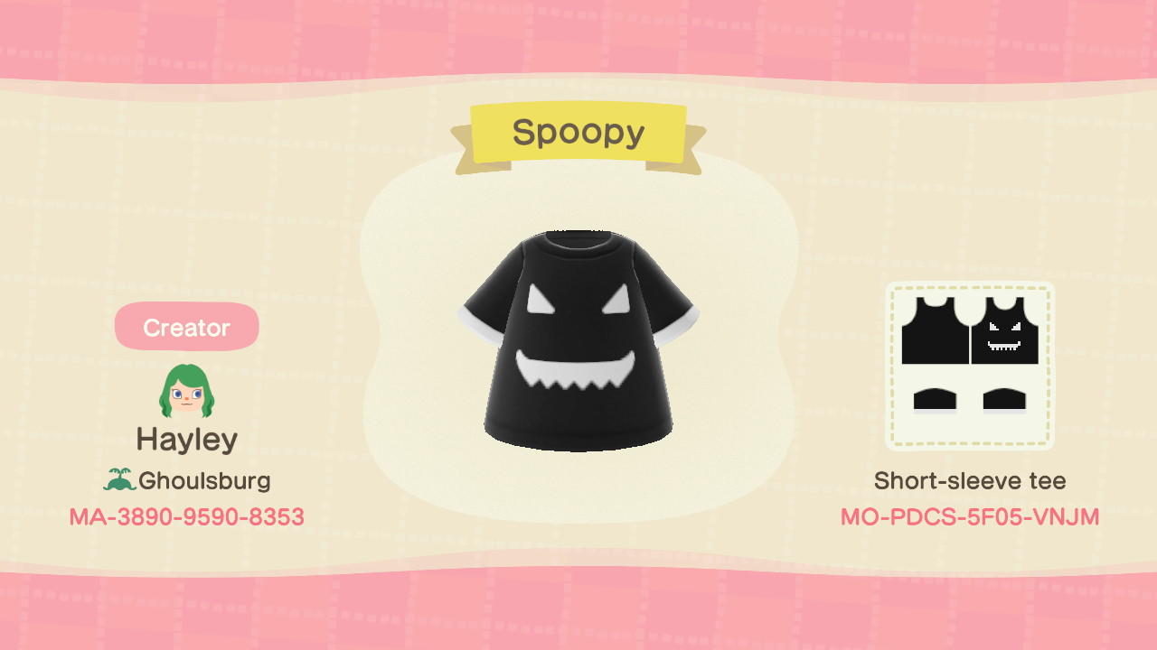 Animal Crossing Design Code: MO-PDCS-5F05-VNJM Spoopy