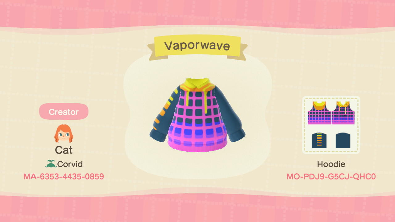 Animal Crossing Design Code: MO-PDJ9-G5CJ-QHC0 Vaporwave