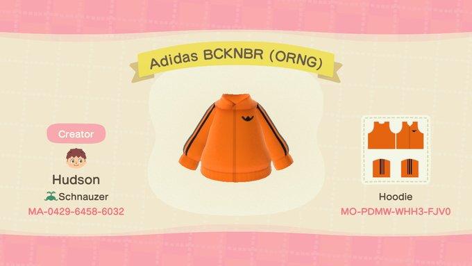 Animal Crossing Design Code: MO-PDMW-WHH3-FJV0 Adidas BCKNBR (ORNG)