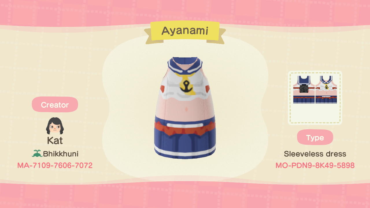 Animal Crossing Design Code: MO-PDN9-8K49-5898 Ayanami (Azur Lane)