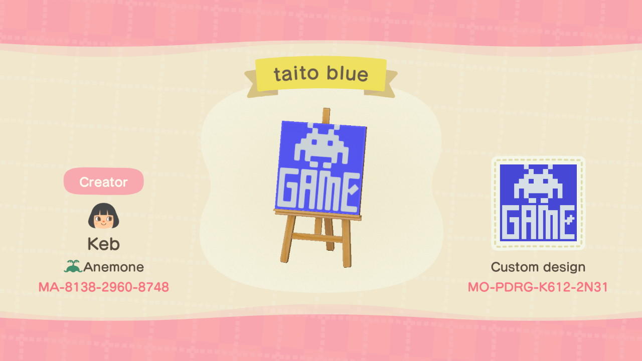 Animal Crossing Design Code: MO-PDRG-K612-2N31 taito blue