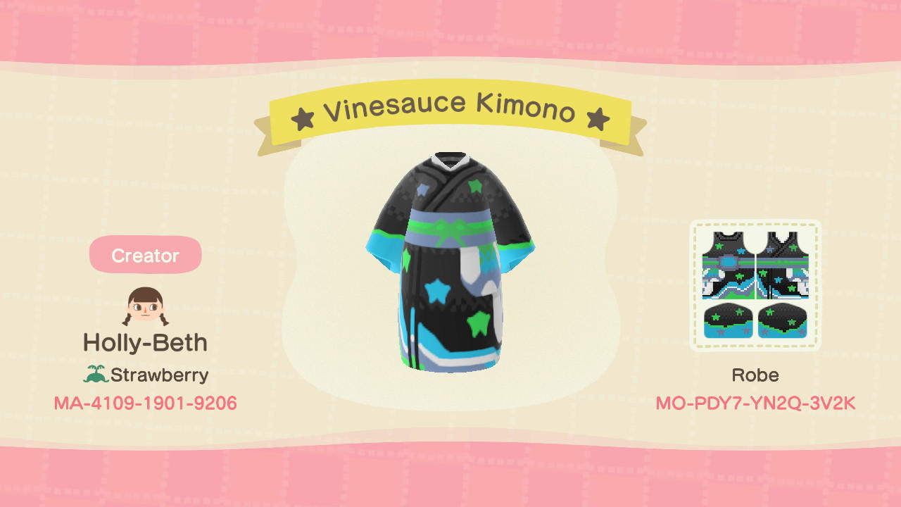 Animal Crossing Design Code: MO-PDY7-YN2Q-3V2K Vinesauce Kimono