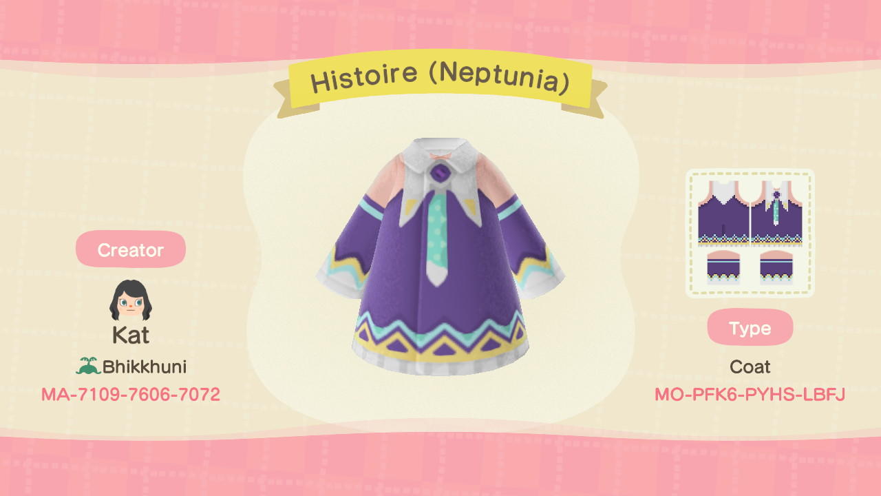 Animal Crossing Design Code: MO-PFK6-PYHS-LBFJ Histoire (Neptunia)