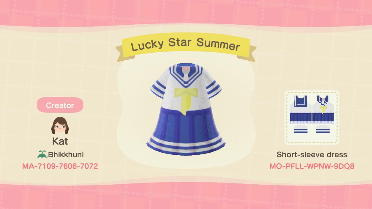 Animal Crossing Design Code: MO-PFLL-WPNW-9DQ8 Lucky Star Summer