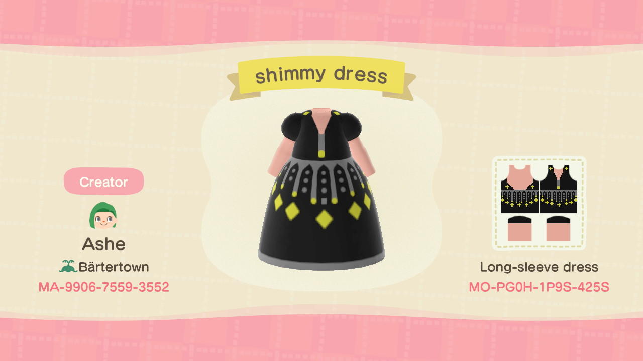 Animal Crossing Design Code: MO-PG0H-1P9S-425S Shimmy dress