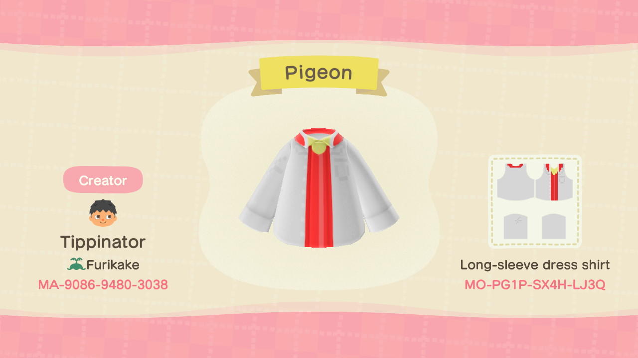 Animal Crossing Design Code: MO-PG1P-SX4H-LJ3Q Pigeon