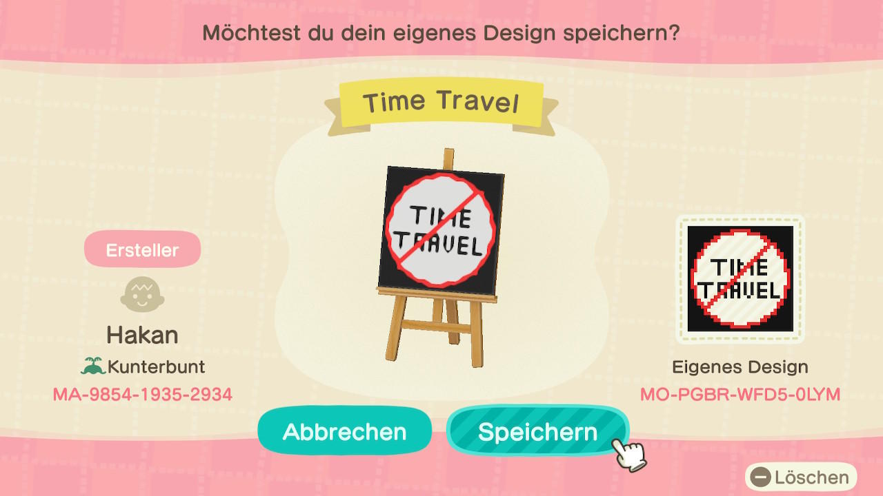 Animal Crossing Design Code: MO-PGBR-WFD5-0LYM Time Travel
