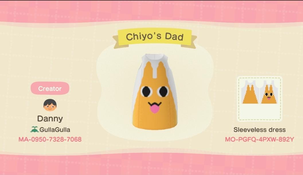 Animal Crossing Design Code: MO-PGFQ-4PXW-892Y Chiyo&#39;s Dad