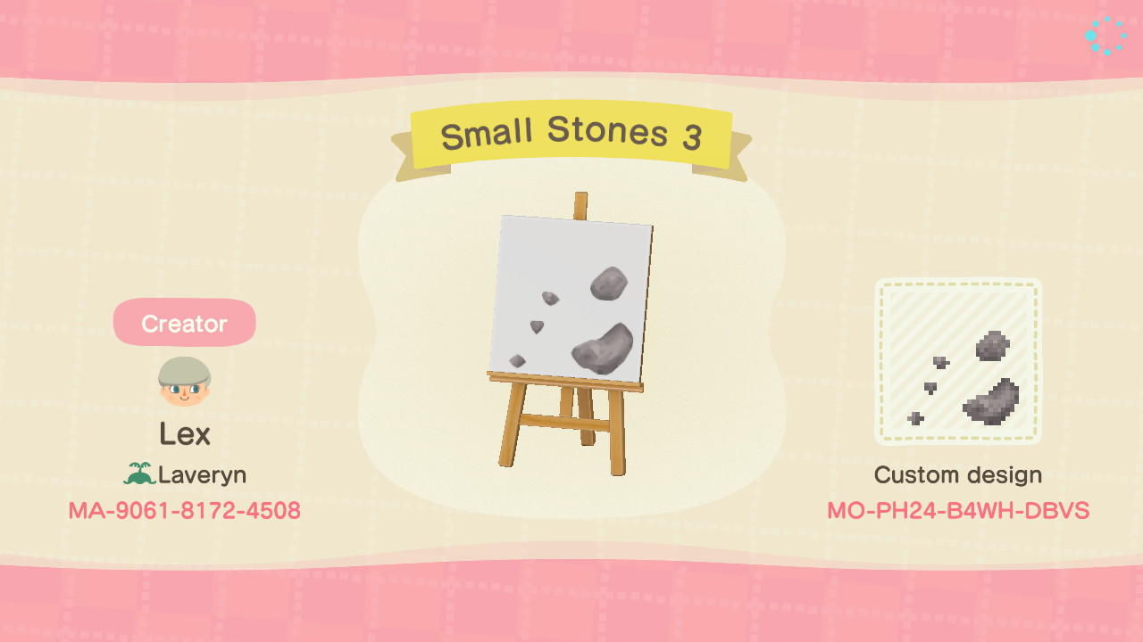 Animal Crossing Design Code: MO-PH24-B4WH-DBVS Small Stones 3