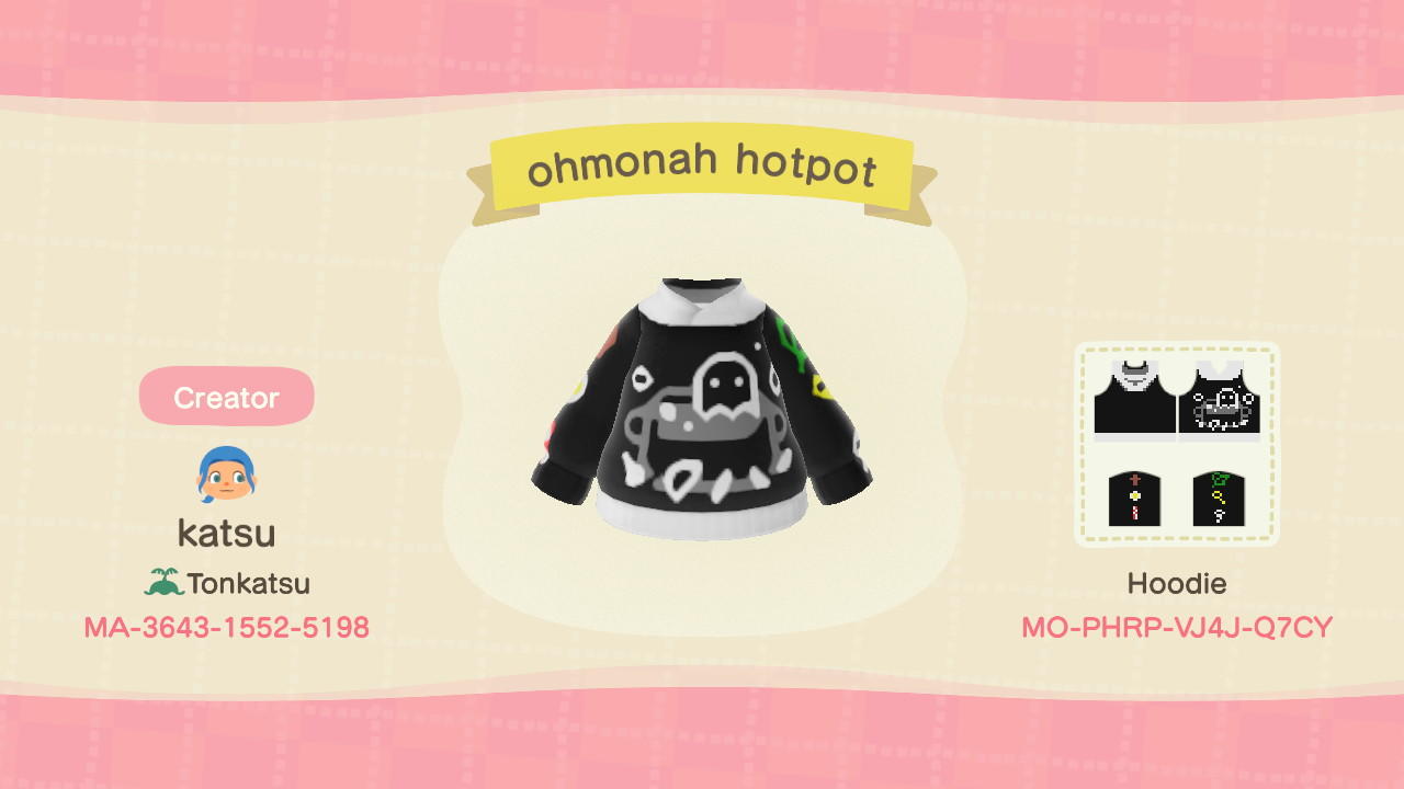 Animal Crossing Design Code: MO-PHRP-VJ4J-Q7CY Ohmonah hotpot