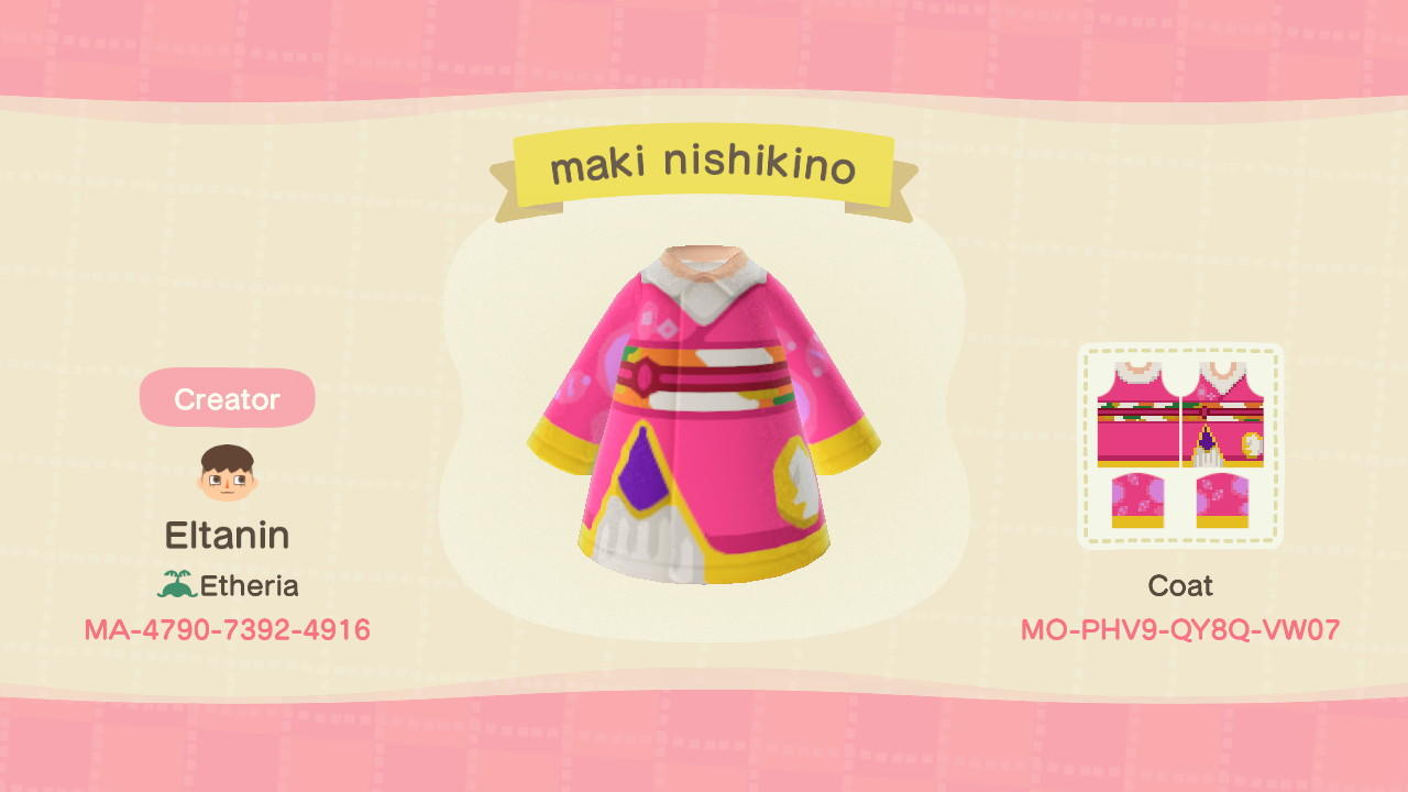 Animal Crossing Design Code: MO-PHV9-QY8Q-VW07 maki nishikino anime