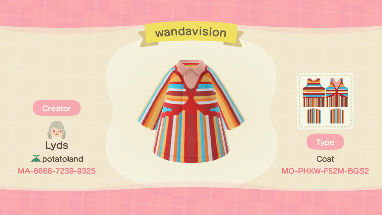 Animal Crossing Design Code: MO-PHXW-F52M-BGS2 Wandavision