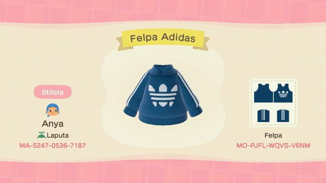 Animal Crossing Design Code: MO-PJFL-WQVS-V6NM Felpa Adidas