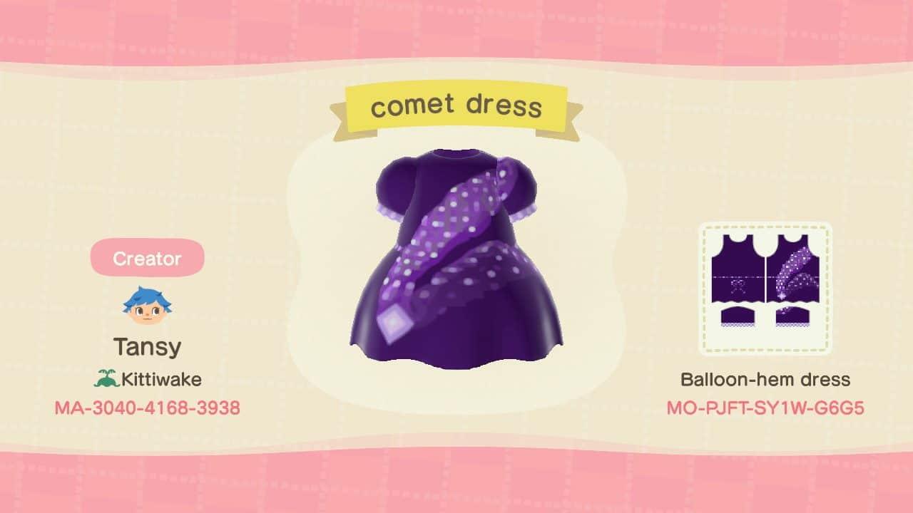 Animal Crossing Design Code: MO-PJFT-SY1W-G6G5 Comet NEOWISE dress