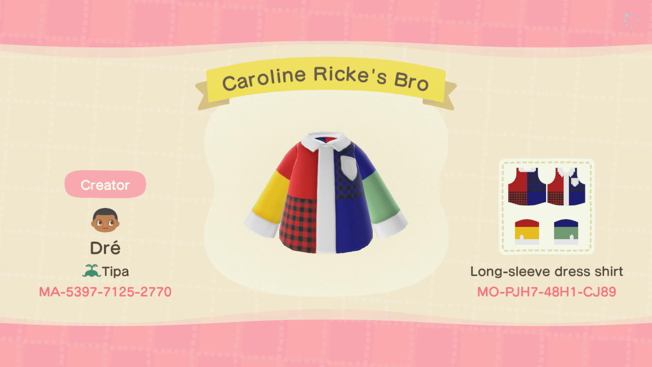 Animal Crossing Design Code: MO-PJH7-48H1-CJ89 Caro Ricke&#39;s Bro