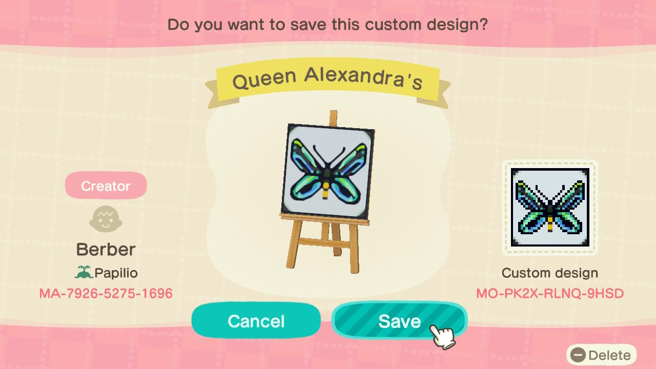 Animal Crossing Design Code: MO-PK2X-RLNQ-9HSD Queen Alexandra's