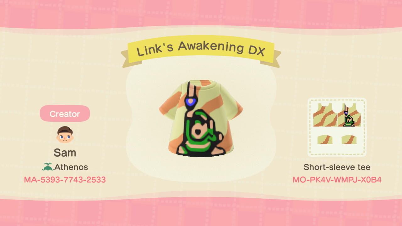 Animal Crossing Design Code: MO-PK4V-WMPJ-X0B4 Links Awakening DX