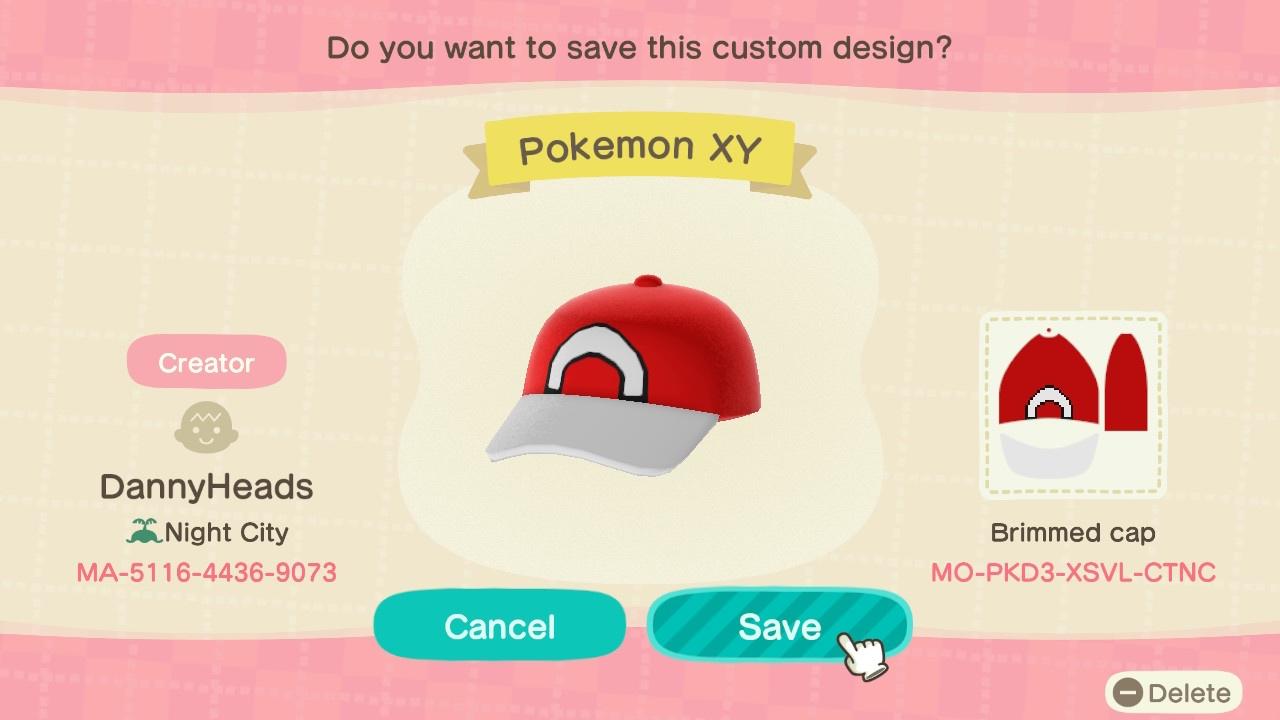 Animal Crossing Design Code: MO-PKD3-XSVL-CTNC Pokemon XY