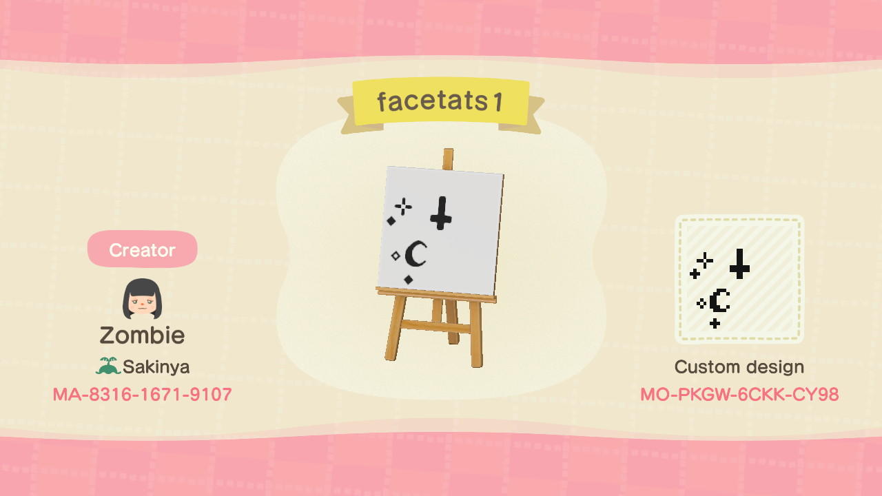 Animal Crossing Design Code: MO-PKGW-6CKK-CY98 facetats1